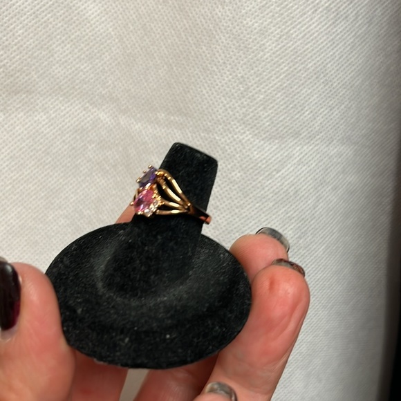 Beautiful Rose Gold Plated 2 Stone Ring - Picture 9 of 9